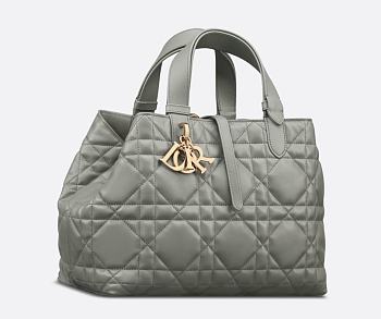 Medium Dior Toujours Bag Stone Gray Macrocannage Calfskin size 28.5cm
