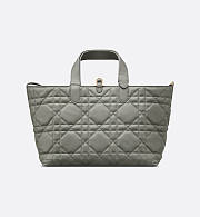 Medium Dior Toujours Bag Stone Gray Macrocannage Calfskin size 28.5cm - 3