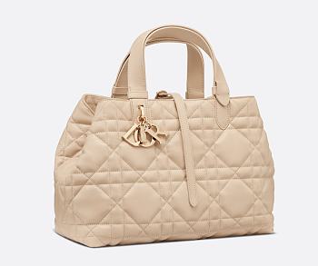 Medium Dior Toujours Bag Powder Beige Macrocannage Calfskin size 28.5cm