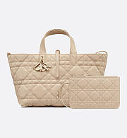 Medium Dior Toujours Bag Powder Beige Macrocannage Calfskin size 28.5cm - 5