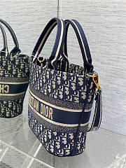 Dior Hat Basket Bag Blue Dior Oblique Embroidery size 27x20x8cm - 4