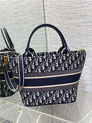 Dior Hat Basket Bag Blue Dior Oblique Embroidery size 27x20x8cm - 6
