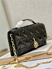 Dior Top Handle Bag Latte Patent Black Cannage Calfskin size 21cm - 2