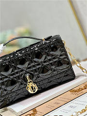 Dior Top Handle Bag Latte Patent Black Cannage Calfskin size 21cm - 6