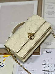Dior Top Handle Bag Latte Patent Cream Cannage Calfskin size 21cm - 5