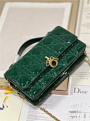 Dior Top Handle Bag Latte Patent Jade Green Cannage Calfskin size 21 cm - 2