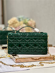 Dior Top Handle Bag Latte Patent Jade Green Cannage Calfskin size 21 cm - 3