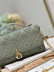 Dior Top Handle Bag Latte Patent Olive Cannage Calfskin size 21cm - 6