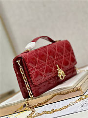 Dior Top Handle Bag Latte Patent Red Cannage Calfskin size 21cm - 3