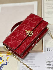 Dior Top Handle Bag Latte Patent Red Cannage Calfskin size 21cm - 4