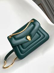 BVLGARI REVERSE FOREVER SHOULDER BAG GREEN 22.5X15X7CM - 2