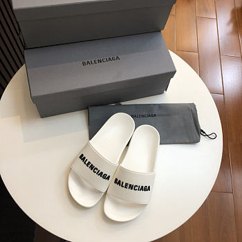 Balenciaga Pool Slide Sandal White Black