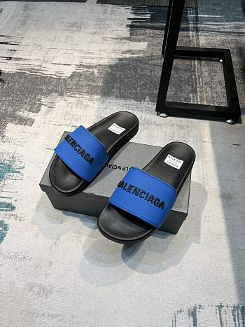 Balenciaga Pool Slide Sandal In Black Blue