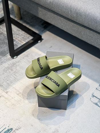 Balenciaga Pool Slide Sandal In Olive