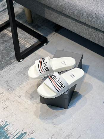 Balenciaga Pool Slide Sandal in White Rubber