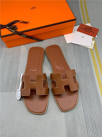Hermes Oran Sandal Brown Leather