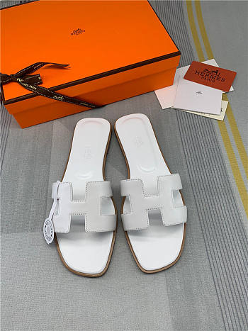 Hermes Oran Sandal White Leather