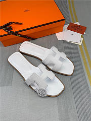 Hermes Oran Sandal White Leather - 4