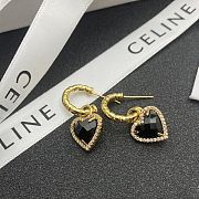 Celine Earrings Gold Black Heart 111#307 - 2