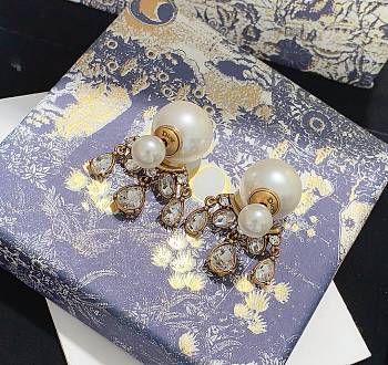Dior Earrings Gold Pearl 037#307
