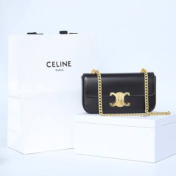 Celine Bag Black Gold 197993 Size 20.5x10.5x4cm