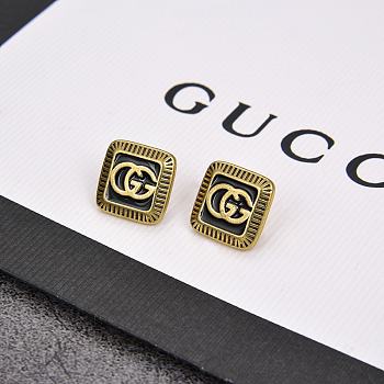 Gucci Earrings Gold Black Square 303
