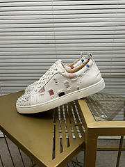 Christian Louboutin Sneaker Louis Spikes Junior White Denim - 3