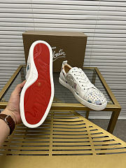 Christian Louboutin Sneaker Louis Spikes Junior White Denim - 2
