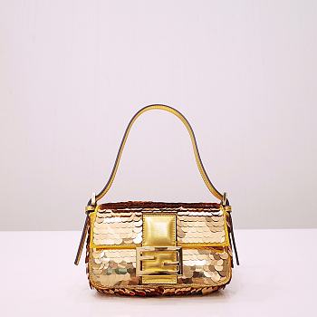 Fendi Baguette Bag Gold 6348 Size 19.5x5x11cm