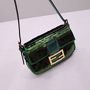 Fendi Baguette Bag Green 6348 Size 19.5x5x11cm - 5