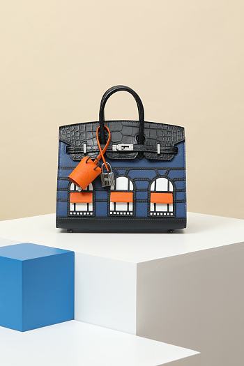 Hermès Birkin Bag 3 Windows Blue Size 22x15x8CM