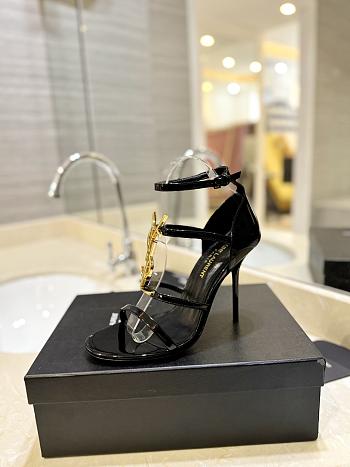Saint Laurent Cassandre Logo Plaque Sandals Black