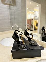 Saint Laurent Cassandre Logo Plaque Sandals Black - 3