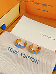 Louis Vuitton Earrings Gold Blue KJ6776 - 4