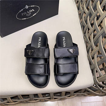 Prada Nappa Leather Slides Black