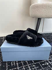 Prada Slide Fur Black 2024FW - 6
