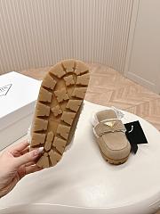 Prada Suede and Shearling Slippers Ecru - 5
