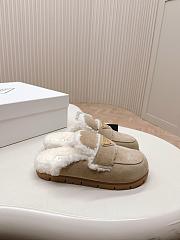 Prada Suede and Shearling Slippers Ecru - 4