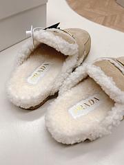 Prada Suede and Shearling Slippers Ecru - 2