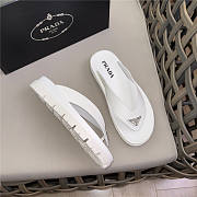Prada Triangle-Logo Flip Flops White - 4