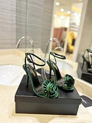 Saint Laurent Sandals Green Rose 9cm - 2