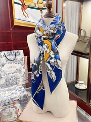 Dior Cashmere Lion Square Scalf 1117 Blue Size140x140cm - 4