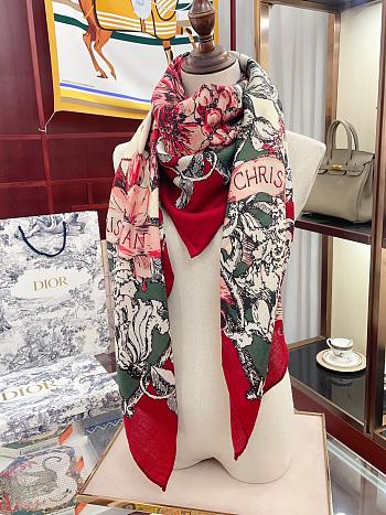 Dior Cashmere Lion Square Scalf 1117 Red Size140x140cm