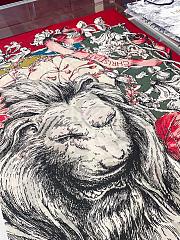 Dior Cashmere Lion Square Scalf 1117 Red Size140x140cm - 4