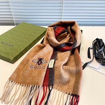Gucci Bee Embroidery Scarf Beige 1140 Size 200x35cm