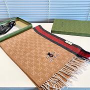 Gucci Bee Embroidery Scarf Beige 1140 Size 200x35cm - 6