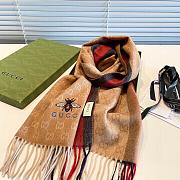 Gucci Bee Embroidery Scarf Beige 1140 Size 200x35cm - 3