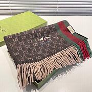 Gucci Bee Embroidery Scarf Brown 1140 Size 200x35cm - 5