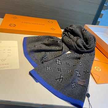 LV Eclipse Scarf Black Blue 1138 Size 200x30cm