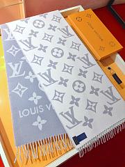 LV Monogram Cashmere Scarf Grey 1154 Size 186x34cm - 5